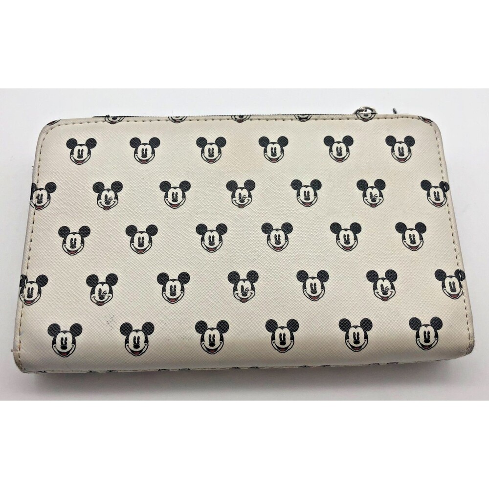 Disney Parks Loungefly Mickey Mouse All Over Mickey Face White Black Wallet - Picture 3 of 6